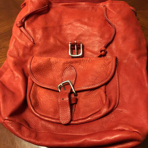 Red All Leather Backpack